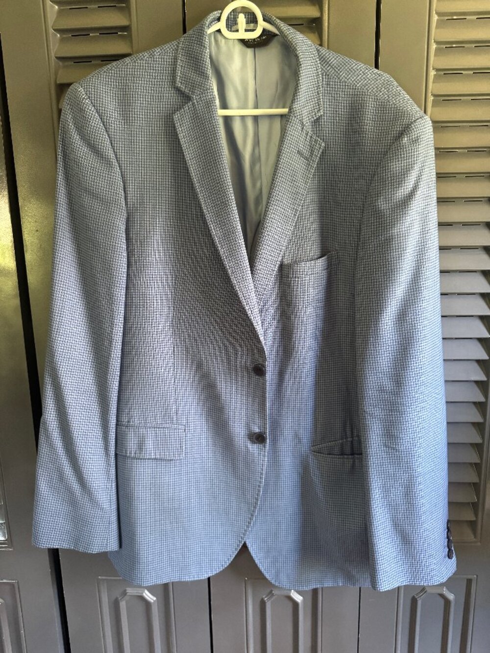 Marc Martin New York Blazer 44R Blue Micro Check Wool Blazer Men’s 2 Button